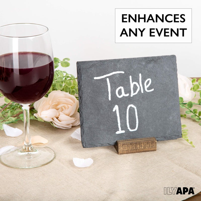 Ilyapa Mini Chalkboard Signs with Stand, 8 Pack - Rustic 5x6 Inch Small Slate Tabletop Chalk Boards with Wood Stands Set, Food Signs for Buffet Table - Image 3